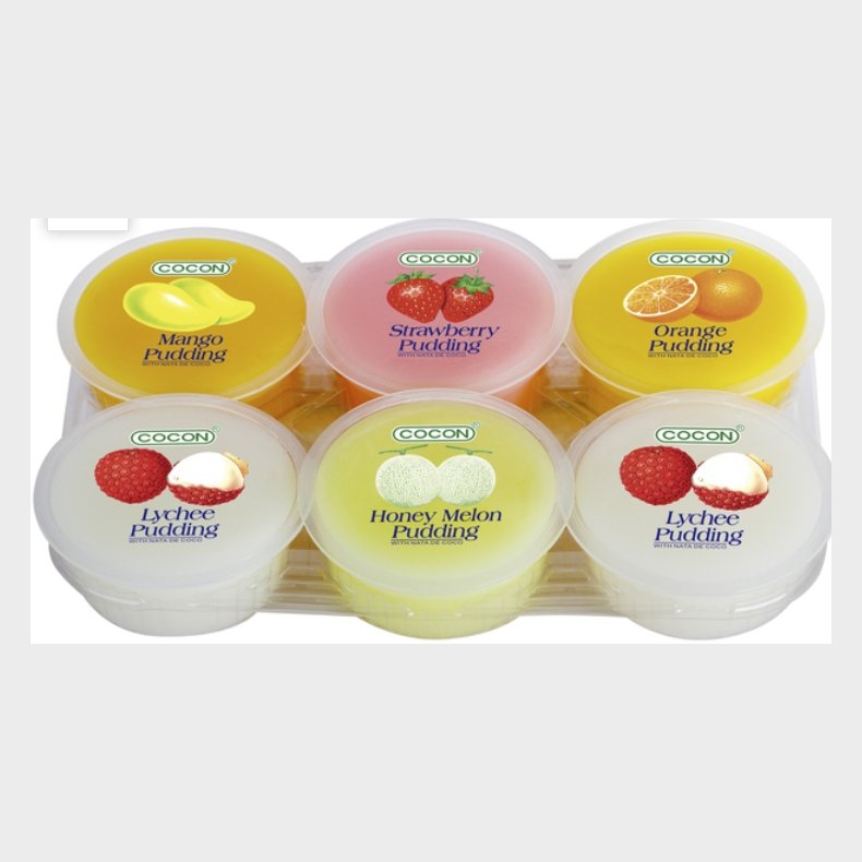 Cocon budding med nata de Coco (blandet smag) jelly 480 g.