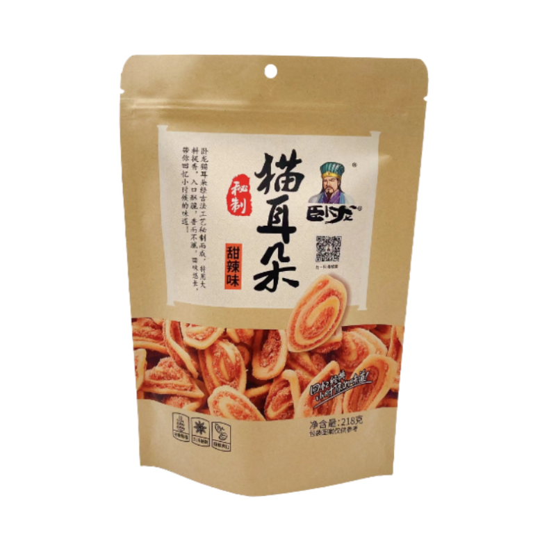 Wolong Cat's Ear shape snacks (Sweet &amp; Spicy Flavour) 218g