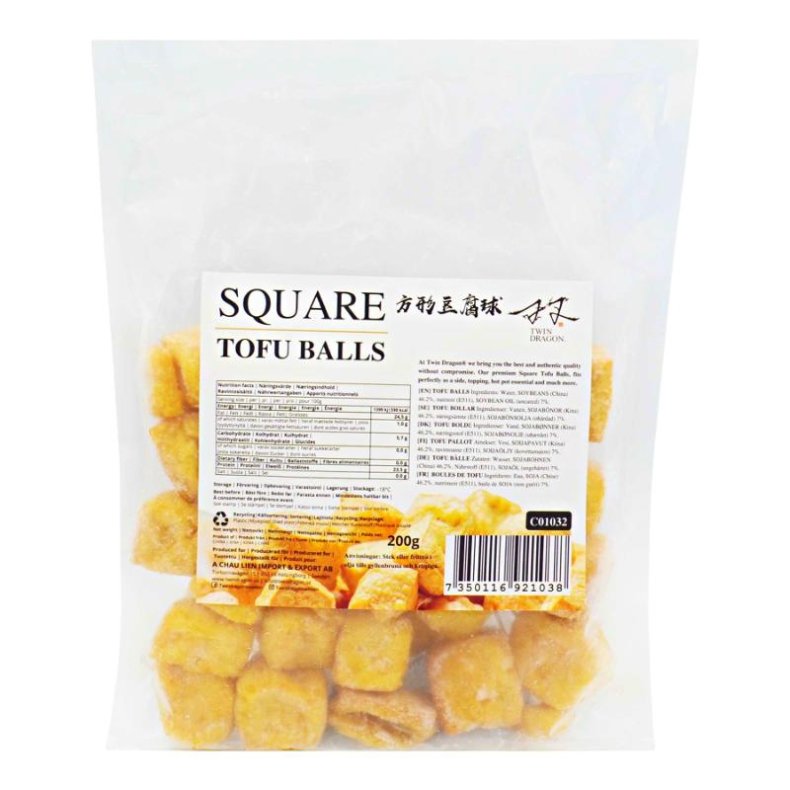 TWIN DRAGON FROZEN SQUARE TOFU BALLS 30 X 200G TWIN DRAGON